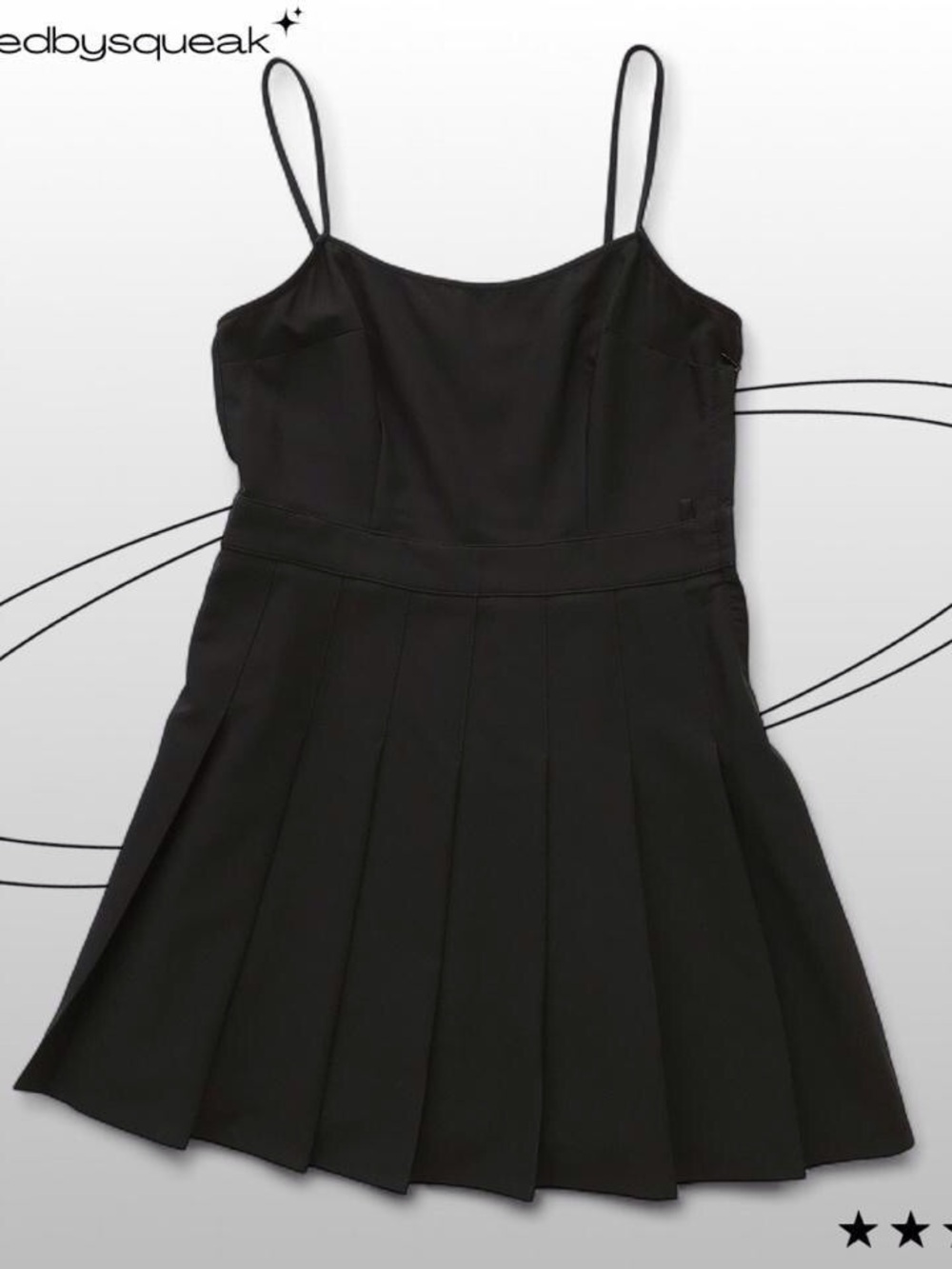 H&M Divided Black Pleated Mini Dress Medium Elevated Minimalist Academia Goth